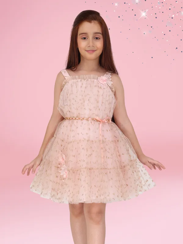 Peach_Embellished_Net_Fit-and-Flare_Dress_for_Girls_with_Front_Bow