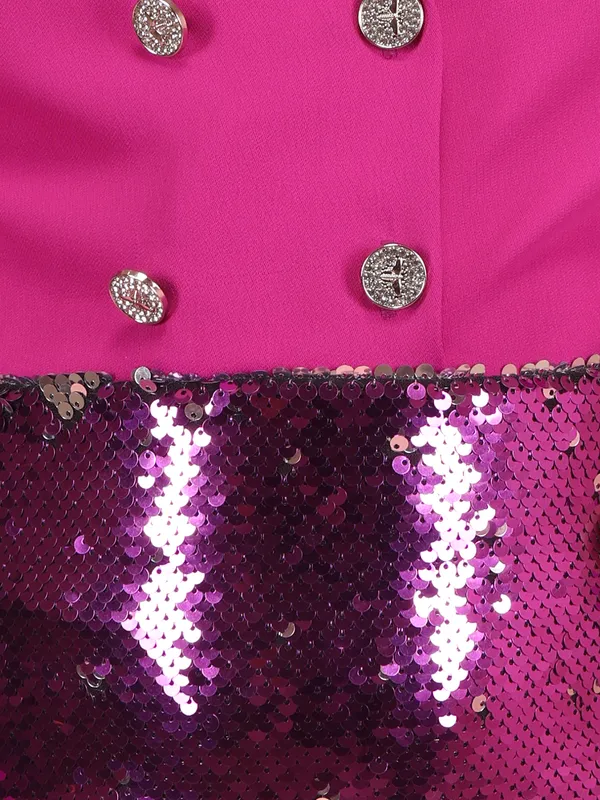 Cutecumber_Girls_Fuchsia_Sequin_&_Polyester_Dress_with_Double-Breasted_Collar_Design_Full_Sleeve_Knee-Length_Party_Birthday_Festive_Outfit_for_Baby_Girls_&_Kids_(1�15_Years)