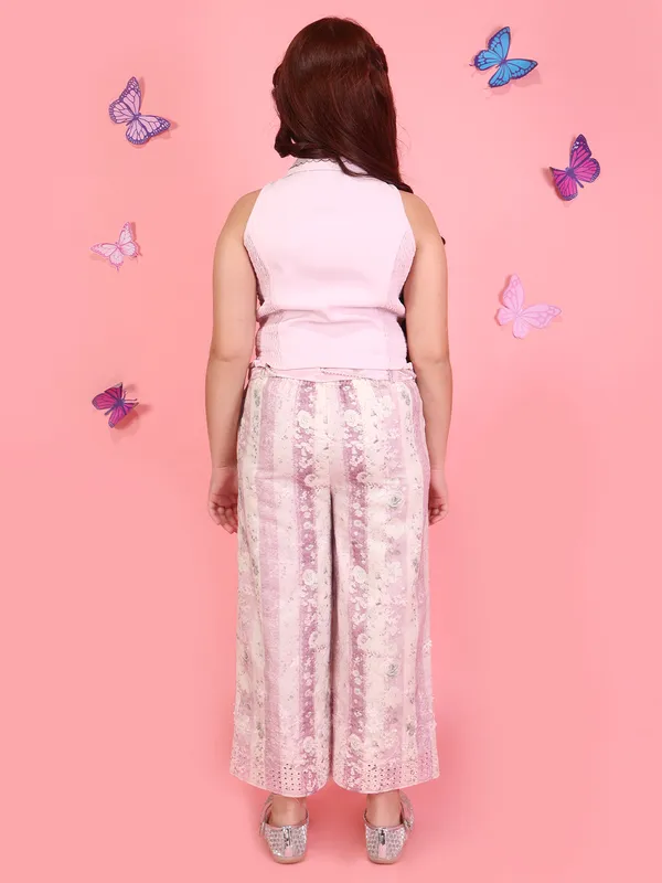 Cutecumber_Girls_PINK_Floral_Co-Ord_Set_Embroidered_Sleeveless_Collar_Top_Wide_Leg_Pants_Stylish_Party_Summer_Outfit_Breathable_Cotton_Rich_Trendy_Fashion_Kids_Clothing_For_Girls_Age_1-15_Yrs