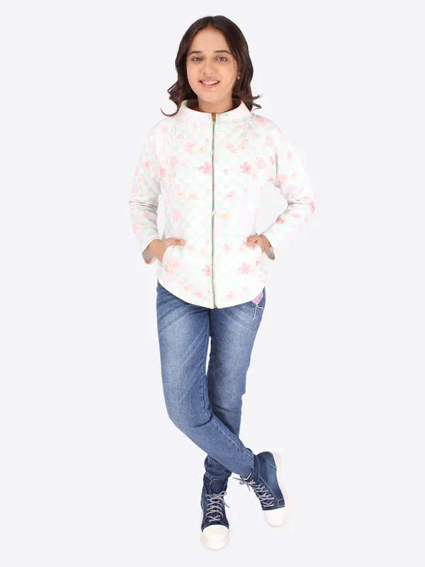 Cutecumber_Girls_Suede_Checkered_&_Floral_Printed_Green_Sweatshirt._CC6748A-GREEN-44