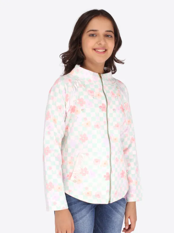 Cutecumber_Girls_Suede_Checkered_&_Floral_Printed_Green_Sweatshirt._CC6748A-GREEN-44