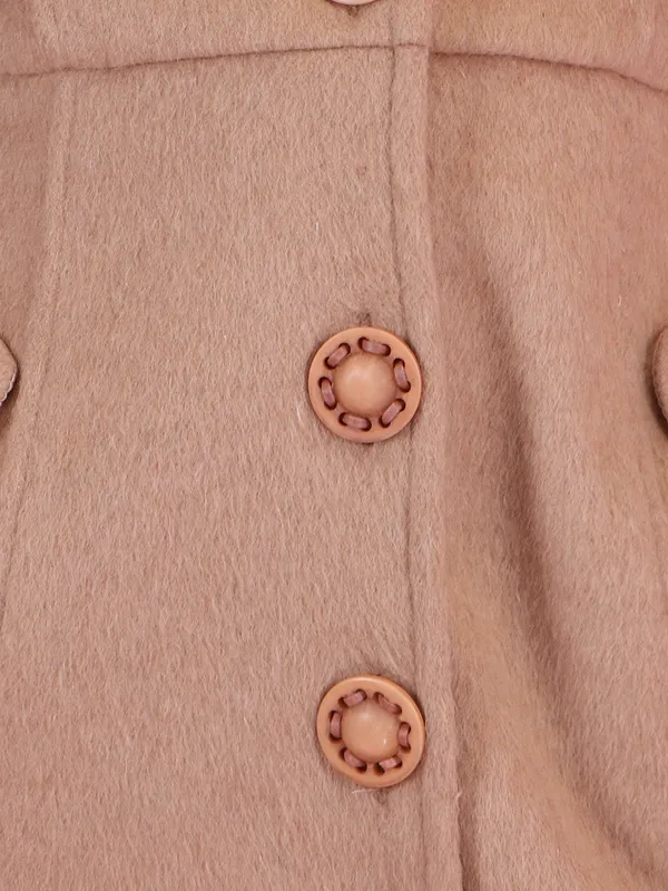 Cutecumber_Girls_Beige_Winter_Party_Outfit_Fur_Coat_Dress_A_Line_Plain_Tweed_Fabric_with_Button_Closure_for_Baby_Girls_and_Kids_Age_1_to_15_Yrs_Fur_Collar_Stylish_Winter_Wear_Festive_Birthday_Dress
