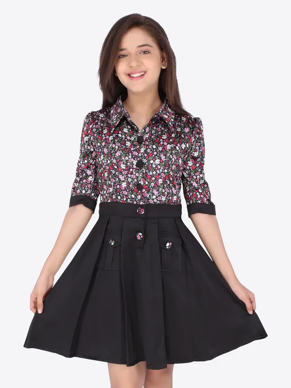 Cutecumber_Girls_Satin_Floral_Printed_Pleated_Black_Dress._CC6561D-BLACK-44