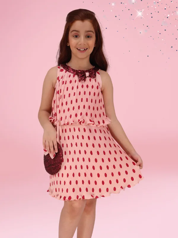 Peach_Georgette_Flared_Sleeveless_Regular_Partywear_Dress_For_Girls
