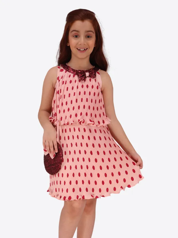 Peach_Georgette_Flared_Sleeveless_Regular_Partywear_Dress_For_Girls