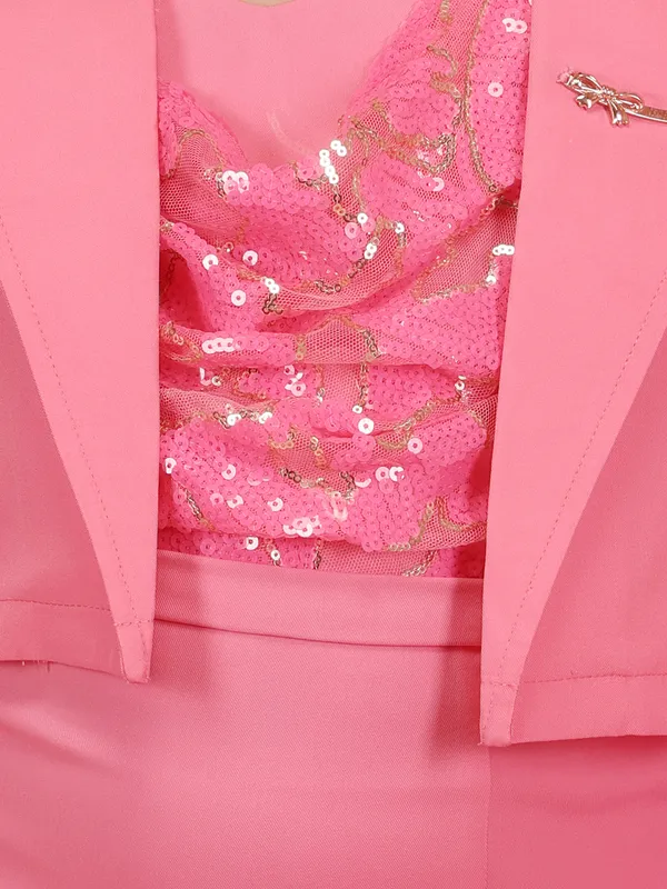 Cutecumber_Girls_Pink_Sequin_Polyester_Dress_with_Handbag_Bow_Accent,_Zip-Back_Closure,_Knee-Length,_Long_Sleeves,_Round_Neck,_Birthday_for_Baby_Girls_Kids_Ages_1�15,_Comfortable_Fabric