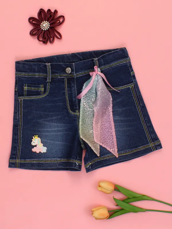 Cutecumber_Girls_Blue_Denim_Shorts_with_Applique_Patch_Bow_Detail_Button_Zip_Closure_Stylish_Casual_Kids_Fashion_Summer_Outfit_Baby_Girls_&_Kids_Age_1-15_Yrs