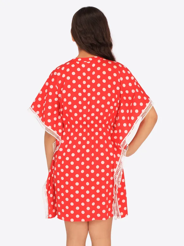 Cutecumber_Girls_Georgette_Polka_Dot_Printed_Kaftan_Red_Dress.CC7096D-RED-44