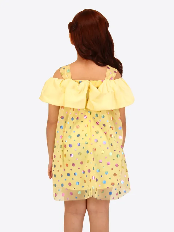Cutecumber_Iridescent_foil_net_dress_with_satin_ruffle_detail.