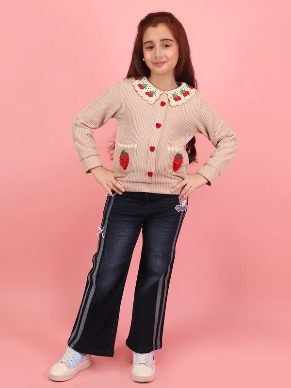 Cutecumber_Girls_Mid-Rise_Flared_Blue_Denim_Jeans_with_Side_Stripe_&_Bow_Detailing,_Wide_Leg_|_Zip_&_Button_Closure_|_Stylish_Full-Length_Pants_for_Baby_Girls_&_Kids_(1�15_Years)