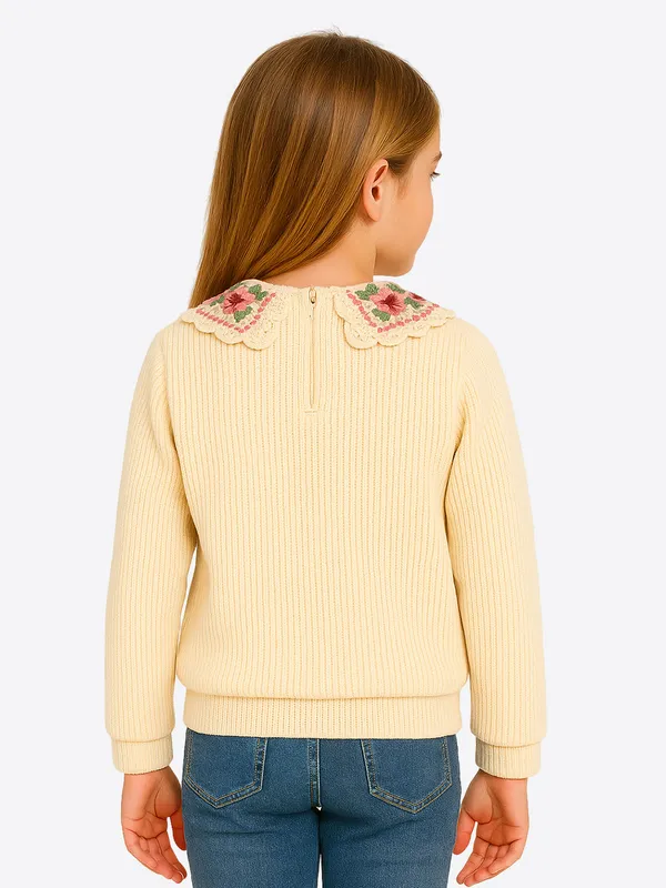 Cutecumber_Girls_Cream_Knitted_Full_Sleeve_Cardigan_Sweatshirt_T-Shirt_Top_with_Crochet_Strawberry_Collar_&_Pockets_Fancy_Sweater_Winter_Wear_Designer_Top_for_Baby_Girls_&_Kids_(1�15_Years)