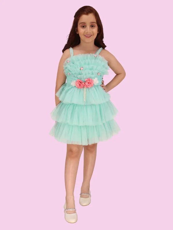 Aqua_Net_Flared_Sleeveless_Regular_Partywear_Dress_For_Girls