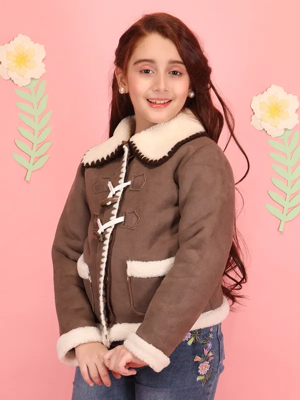 Cutecumber_Girls'_Beige_Winter_Jacket_Teddy_Fur_Collar_Neck_Full_Sleeve_Bomber_Style_Floral_Button_Closure_Stylish_Party_Button_Closure_Fancy_Casual_Outfit_for_Baby_Girls_&_Kids_Age_1-15_Yrs