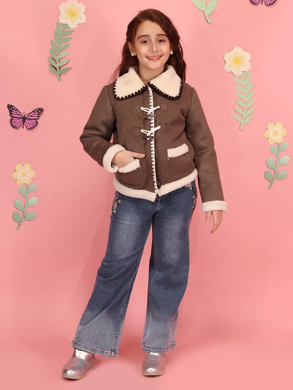 Cutecumber_Girls'_Beige_Winter_Jacket_Teddy_Fur_Collar_Neck_Full_Sleeve_Bomber_Style_Floral_Button_Closure_Stylish_Party_Button_Closure_Fancy_Casual_Outfit_for_Baby_Girls_&_Kids_Age_1-15_Yrs