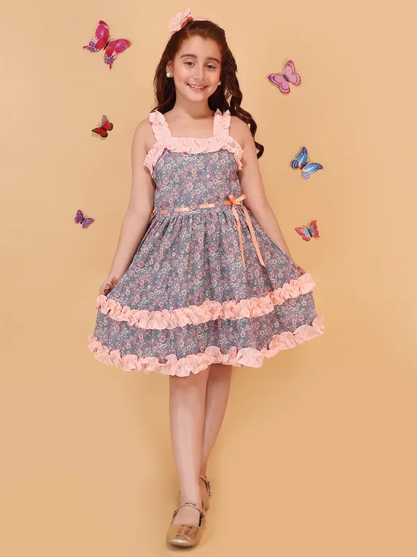 Cutecumber_Girls_Grey_Summer_Party_&_Casual_Outfit_Georgette_Fit_&_Flare_Dress_with_Floral_Print,_Ruffle_Straps,_Tiered_Hem,_Zip_Closure,_Birthday_Dress_for_Baby_Girls_&_Kids_Age_1-15_Yrs