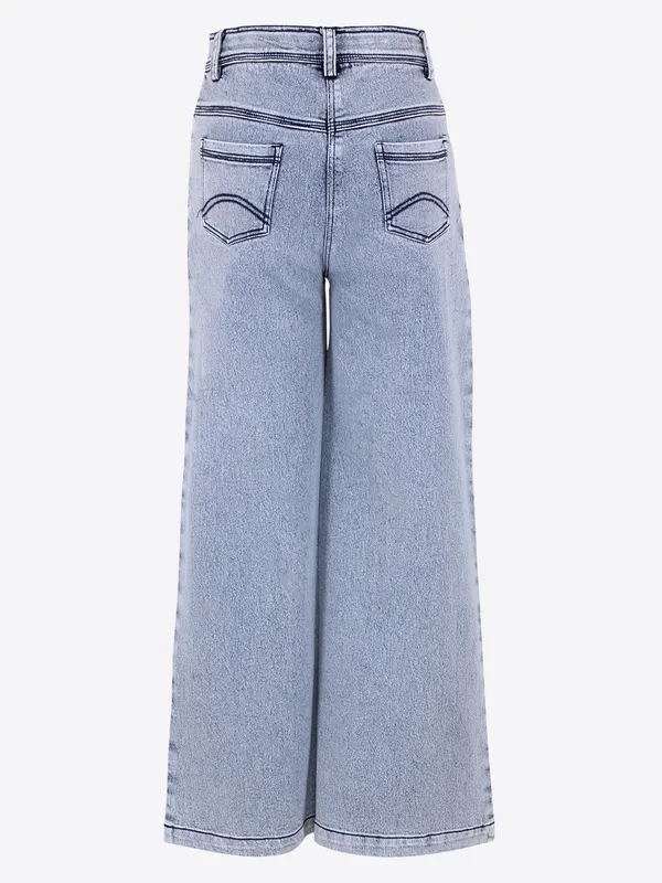 Cutecumber_Girls_Cotton_Rich_Denim_Wide-Leg_Jeans_�_Side_Panel_Printed_with_Floral_Ribbon_Accessory,_Stylish_Casual_Outfit_for_Baby_Girls_&_Kids_(Age_1�15_Years)