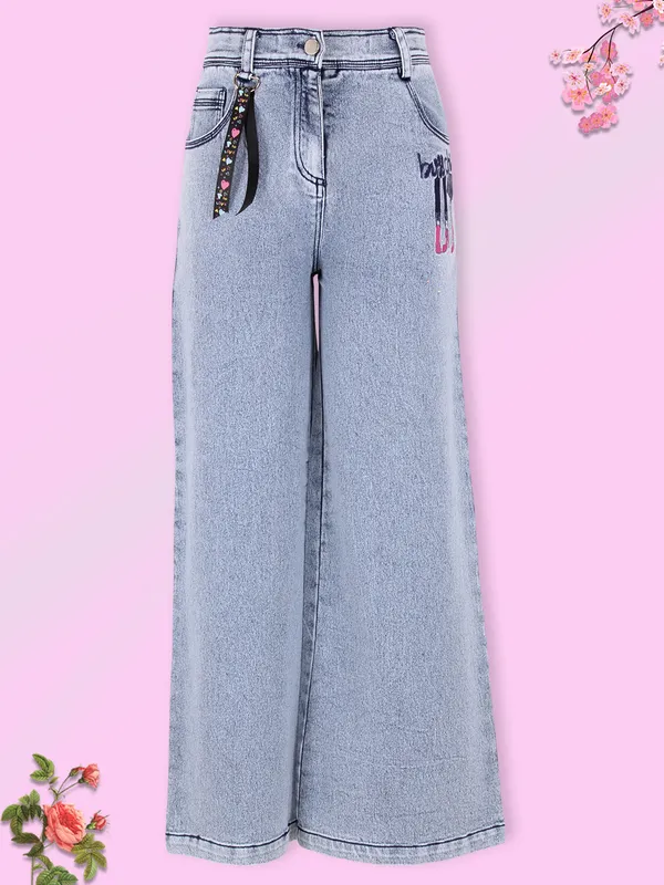 Cutecumber_Girls_Cotton_Rich_Denim_Wide-Leg_Jeans_�_Side_Panel_Printed_with_Floral_Ribbon_Accessory,_Stylish_Casual_Outfit_for_Baby_Girls_&_Kids_(Age_1�15_Years)