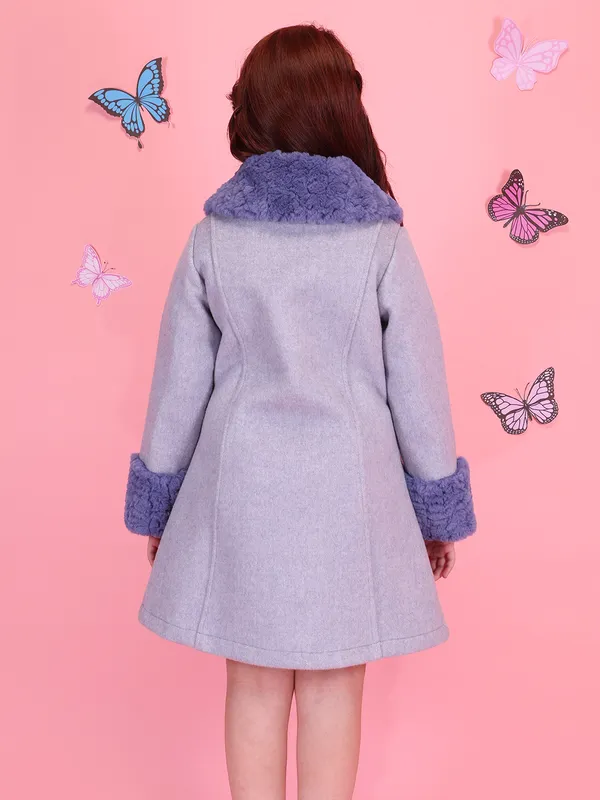 Cutecumber_Girls'_Blue_A-Line_Coat_Dress_Plain_Tweed_&_Fur_Winter_Wear_Full_Sleeve_Knee_Length_Button_Front_Casual_Stylish_Elegant_Party_Occasion_Outfit_for_Baby_Girls_&_Kids_Age_1-15_Yrs