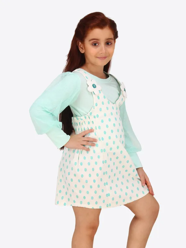 BluePrinted_dungree_Dress_with_Bubble_Sleeve_t-Shirt