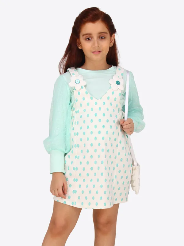 BluePrinted_dungree_Dress_with_Bubble_Sleeve_t-Shirt