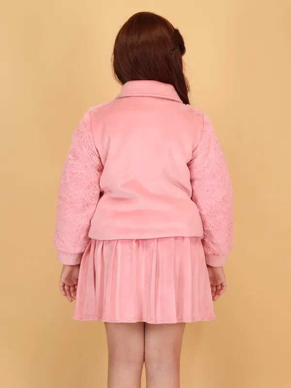 Cutecumber_Pink_Winter_Clothing_Set_For_Girls'_Velour_Fur_Classic_Collar_Full_Sleeve_Pleated_Skirt_Quilted_Fabric_Stylish_Fancy_Button_Closure_Casual_Party_Outfit_for_Baby_Girls_&_Kids_Age_1-15_Yrs