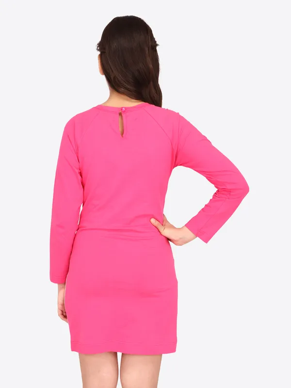 Cutecumber_Girls_Hosiery_&_Knit_Striped_&_Solid_Full_Sleeve_Shift_Dress.CC7572D-FUCHSIA
