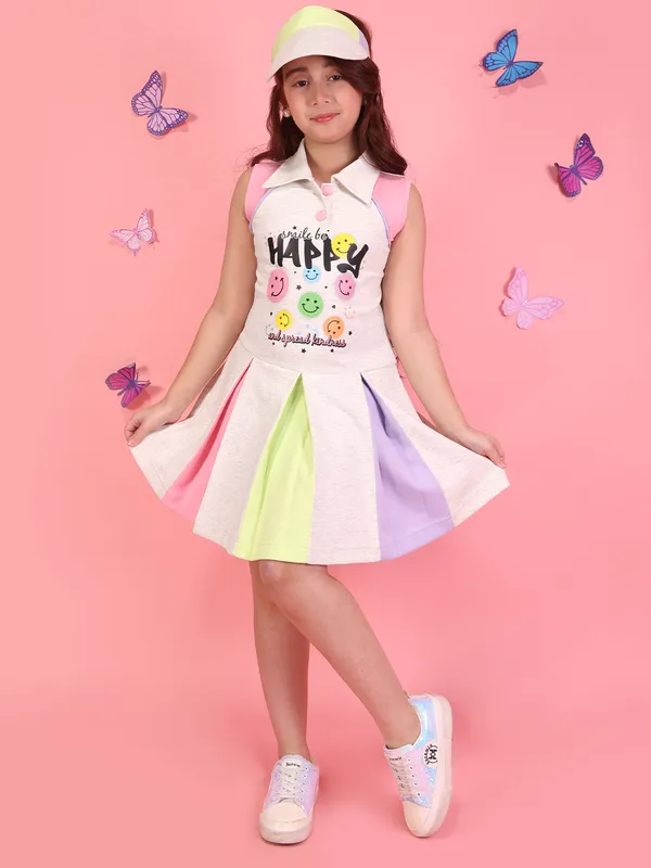 Cutecumber_Girls_Grey_Tennis_Dress_Sleeveless_Collar_Neck_Pleated_Skirt_Polyester_Casual_Above_Knee_Summer_Sportswear_Applique_Trendy_Fashion_Zip_Closure_Outfit_for_Baby_Girls_&_Kids_Age_1-15_Yrs