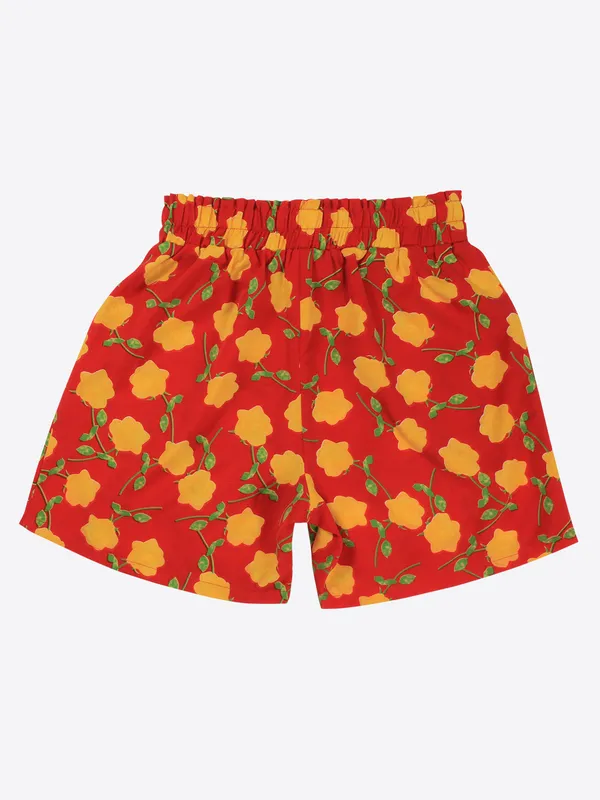 Cutecumber_Girls_Polyester_Floral_Shorts_Elastic_Waist_�_Pack_of_2_Comfort_Casual_Summer_Bottoms,_Trendy_Print_Designs_Cream_Red,_Baby_Girls_Kids_Ages_1-15_Years,_Breathable_Fabric