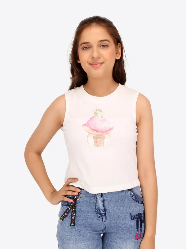 Cutecumber_Girls_Fox_Georgette_&_Hosiery_Embellished_Sleeveless_Top_with_3/4th_Sleeves_Shrug.CC7694A-GREEN
