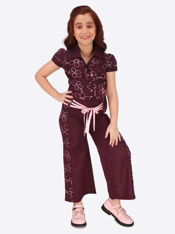 Plum_Embroidered_Shirt_Style_Top_and_Trouser_Set_for_Girls
