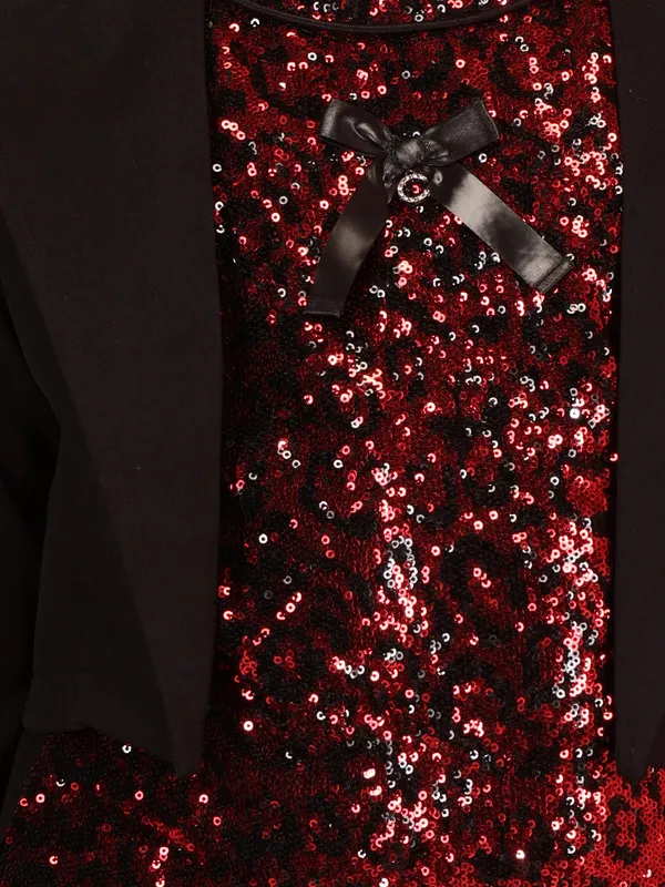 Cutecumber_Girls'_Winter_Party_A-Line_Dress_with_Shrug_Red_Black_Sequin_Lapel_Collar_Full_Sleeve_Polyester_Fabric_Knee_Length_Layered_Fancy_Wear_Casual_Outfit_for_Baby_Girls_&_Kids_Age_1-15_Yrs
