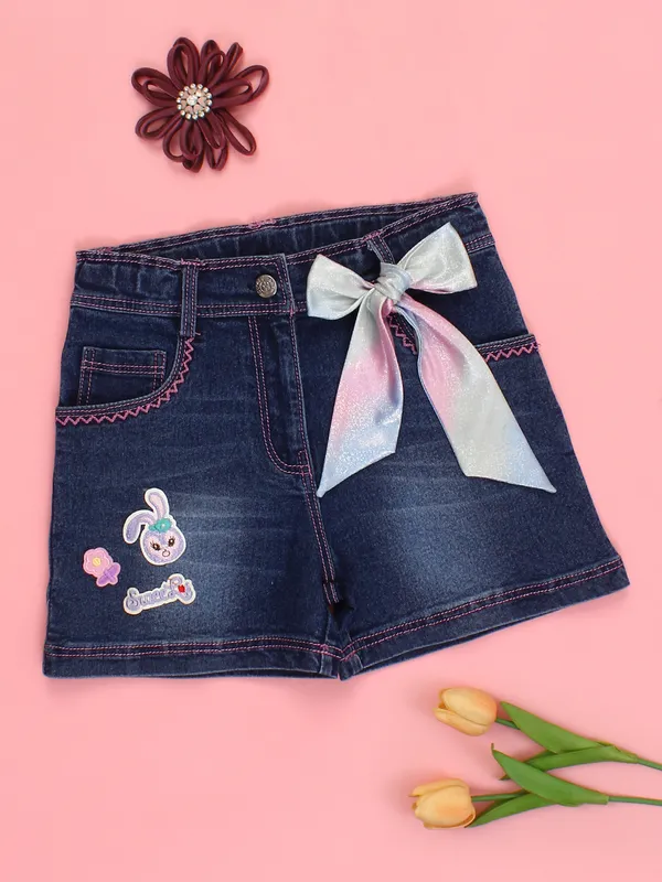 Cutecumber_Girls_Blue_Denim_Shorts_with_Patch_Bow_Detail_Button_Zip_Closure_Stylish_Casual_Kids_Fashion_Summer_Outfit_Baby_Girls_&_Kids_Age_1-15_Yrs