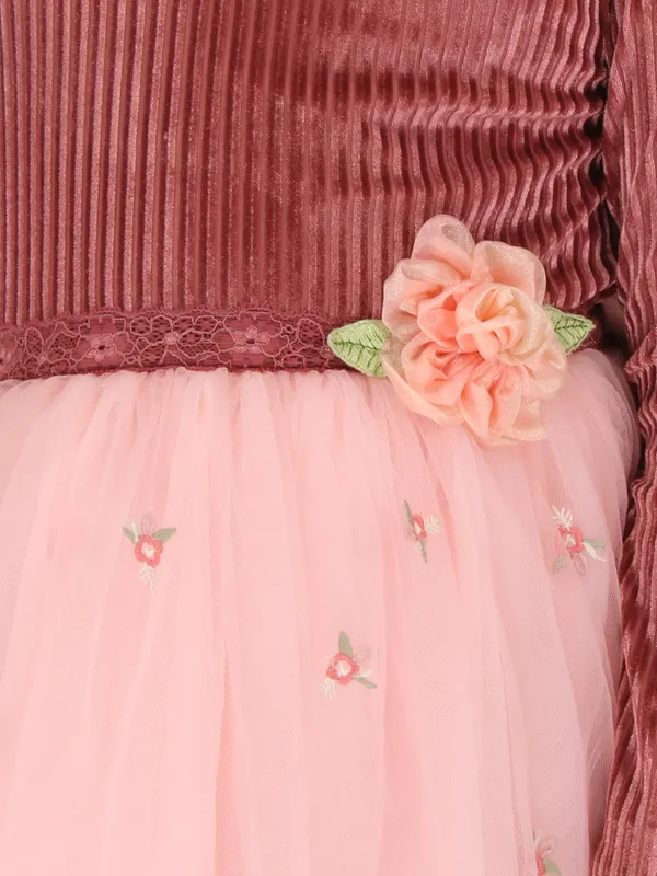 Cutecumber_Girls_Chenille_&_Net_Full_Sleeve_Winter_Embellished_Fit_&_Flared_Knee_Length_Dress.CC7625D-PEACH-44