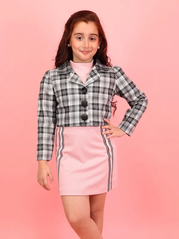 Cutecumber_Girls_Dusty_Pink_Knit_Dress_with_Cropped_Plaid_Jacket_�_Check_Fabric_Knit_Set,_Button_Closure,_Long_Sleeves,_Knee-Length,_Casual_for_Baby_Girls_and_Kids_Ages_1�15_Years