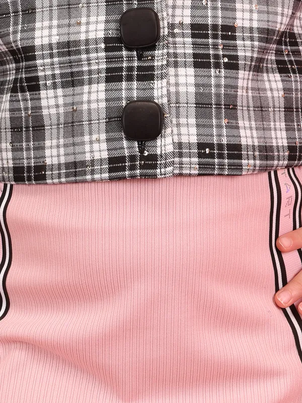 Cutecumber_Girls_Dusty_Pink_Knit_Dress_with_Cropped_Plaid_Jacket_�_Check_Fabric_Knit_Set,_Button_Closure,_Long_Sleeves,_Knee-Length,_Casual_for_Baby_Girls_and_Kids_Ages_1�15_Years