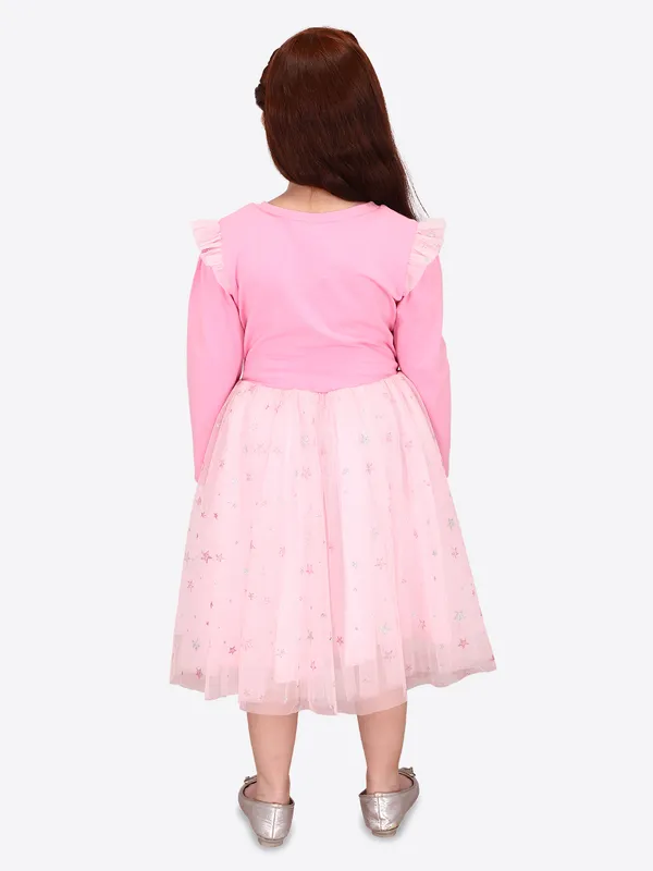 Cutecumber_Girls_Twill_&_Hosiery_Pinafore_Dungree_Floral_Printed_Dress_with_Full_Sleeve_Inner.CC7565D-PINK