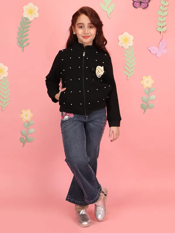 Cutecumber_Girls'_Black_Winter_Jacket_with_Front_Pockets_Fleece_Fabric_Stand_Collar_Neck_Full_Sleeve_Pink_Bow_Full_Zip_Closure_Front_Zip_Closure_Fancy_Casual_Outfit_for_Baby_Girls_&_Kids_Age_1-15_Yrs
