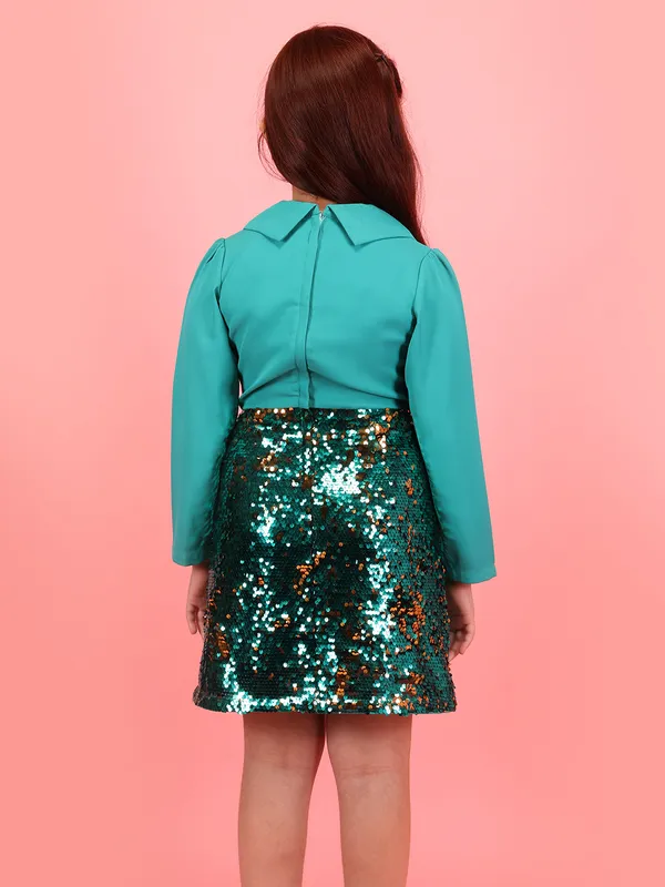 Cutecumber_Girls_Green_Sequin_Dress_Designer_Stylish_Double-Breasted_Top_with_Sparkly_Bottom_for_Baby_Girls,_Kids_Age_1-15_Years,_Western_Occasion_Wear_Trendy_Look