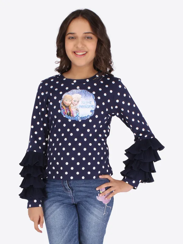 Cutecumber_Girls_Cotton_Knit_&_Georgette_Polka_Dotted_Navy_Top._CC6768A-NAVY-44