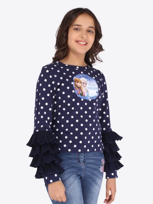 Cutecumber_Girls_Cotton_Knit_&_Georgette_Polka_Dotted_Navy_Top._CC6768A-NAVY-44