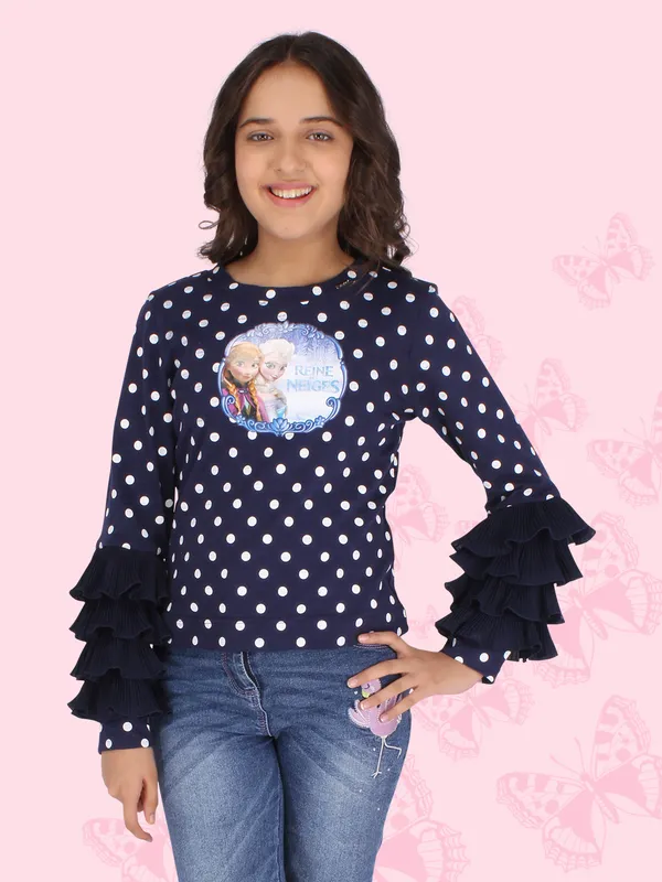 Cutecumber_Girls_Cotton_Knit_&_Georgette_Polka_Dotted_Navy_Top._CC6768A-NAVY-44