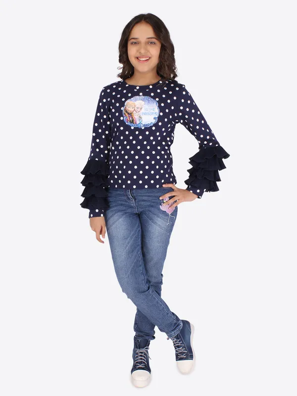 Cutecumber_Girls_Cotton_Knit_&_Georgette_Polka_Dotted_Navy_Top._CC6768A-NAVY-44