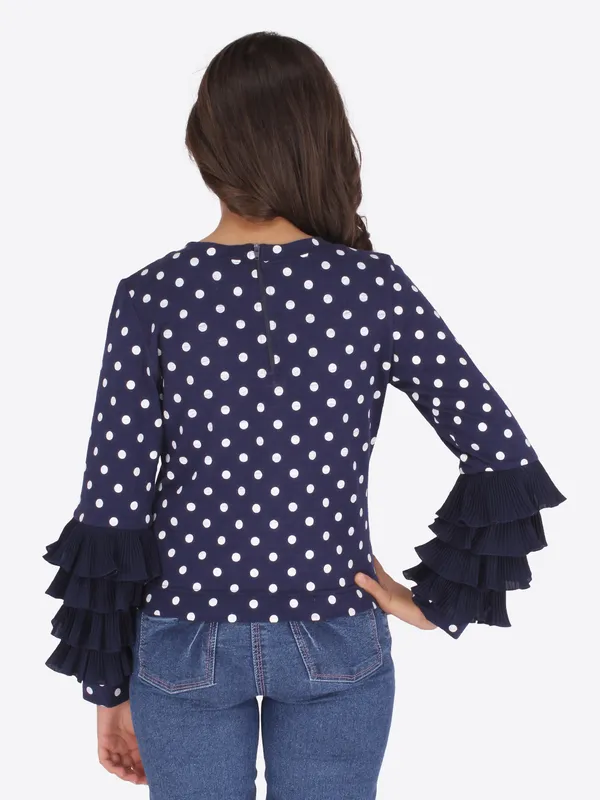 Cutecumber_Girls_Cotton_Knit_&_Georgette_Polka_Dotted_Navy_Top._CC6768A-NAVY-44