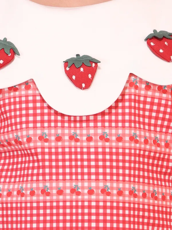 Cutecumber_Girls_Red_Checked_Shift_Dress_with_Strawberry_Applique,_Scallop_Neck_Detail,_Zip_Closure,_Trendy_Cotton_Party_&_Casual_Dress_for_Baby_Girls_&_Kids_Age_1-15_Yrs