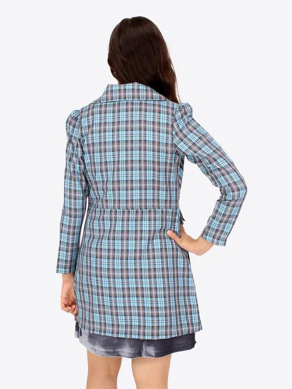 Cutecumber_Girls_Chenille,_Check_&_Coat_Winter_Shift_Dress.Full_Sleeves_Checkered_Long_Jacket_Grey