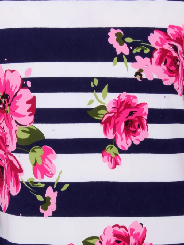 Cutecumber_Girls_Cotton_Knit_Striped_&_Floral_Printed_Navy_Top._CC6441A-NAVY