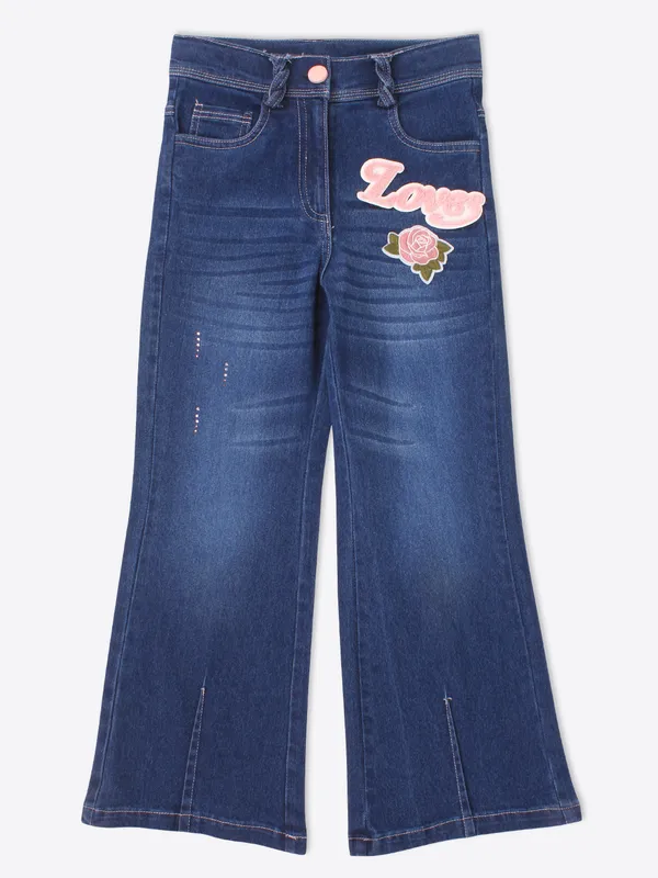 Cutecumber_Girls_Cotton_Rich_Denim_Flared_Jeans_�_Love_Text_&_Pink_Rose_Patch,_Distressed_Detail,_Stylish_Casual_Outfit_for_Baby_Girls_&_Kids_(Age_1�15_Years)