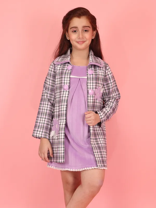 Cutecumber_Purple_Winter_Dress_&_Jacket_Set_for_Girls_Collar_Neck_Full_Sleeve_Shrug_Knee_Length_Frock_Velour_Chenille_Fabric_Shrug_Fancy_Button_Closure_Party_Outfit_for_Baby_Girls_&_Kids_Age_1-15_Yrs