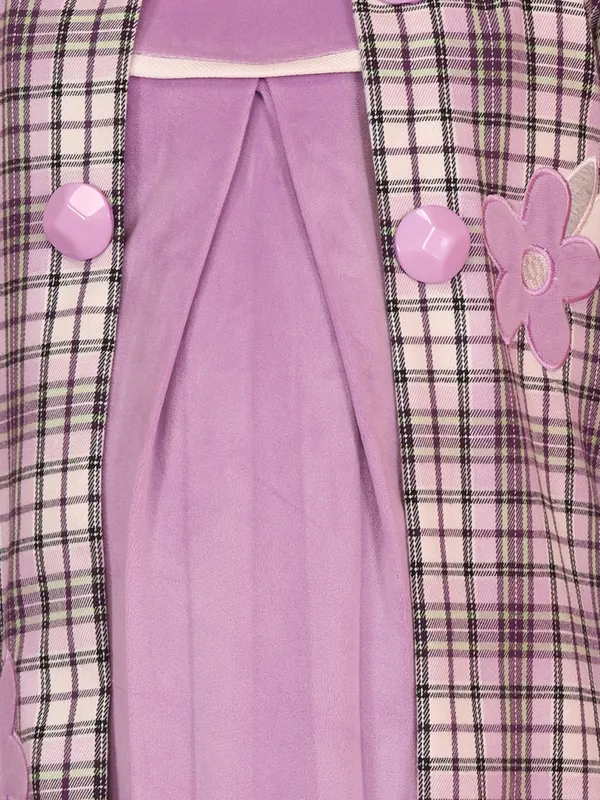 Cutecumber_Purple_Winter_Dress_&_Jacket_Set_for_Girls_Collar_Neck_Full_Sleeve_Shrug_Knee_Length_Frock_Velour_Chenille_Fabric_Shrug_Fancy_Button_Closure_Party_Outfit_for_Baby_Girls_&_Kids_Age_1-15_Yrs