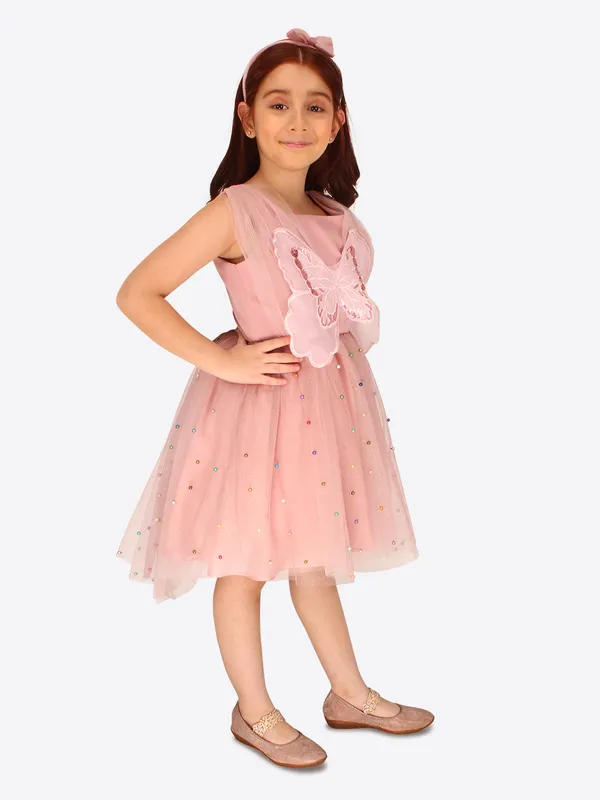 Cutecumber_Girl's_Sleeveless_Frock_Dress_With_One_Hairband._CC7995D-PEACH